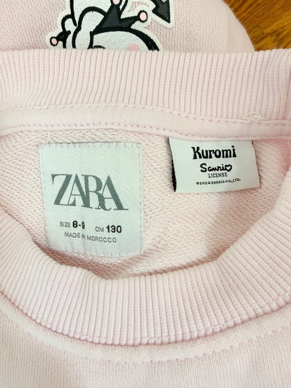 Zara x Kuromi Pastel Lilac Cropped Sweatshirt Girls Size 8-9 (130 cm) - Picture 10 of 11